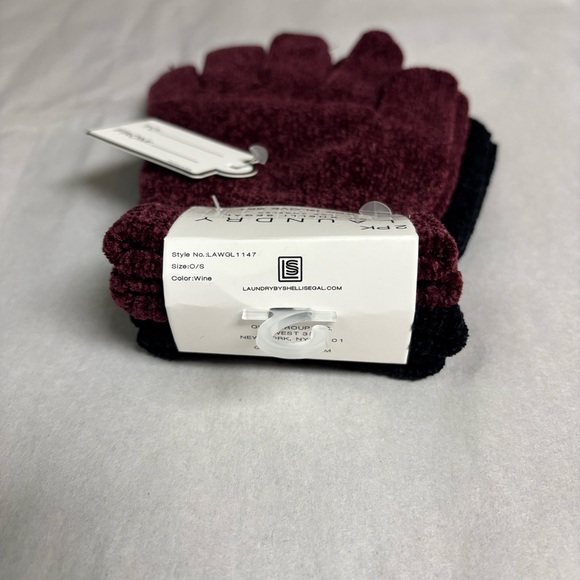 New Laundry Gloves 2 Pairs Set Women’s Maroon & Black Knit Casual Winter Preppy - Picture 6 of 12